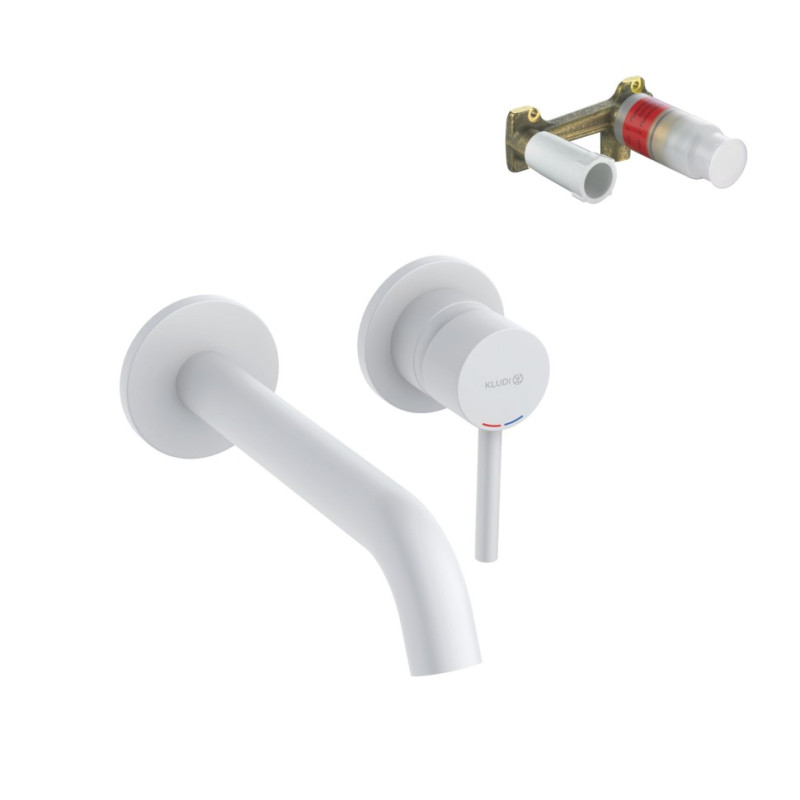Смеситель для раковины Kludi Bozz настенный однорычажный белый матовый 382455376S