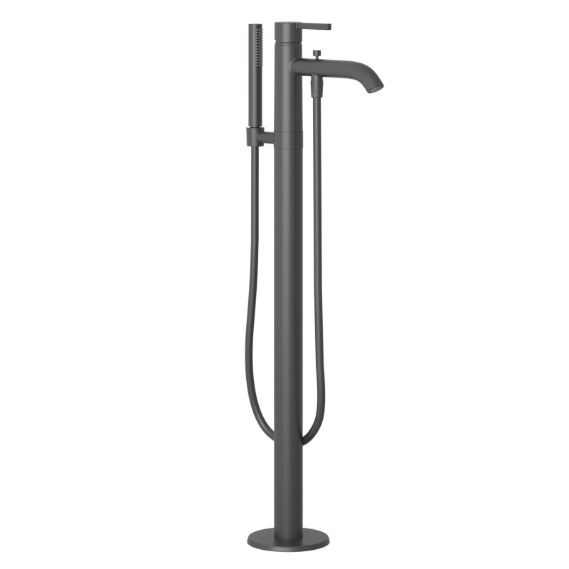 Смеситель для ванной Kludi Nova Fonte напольный с душевым гарнитуром черный матовый 385903915