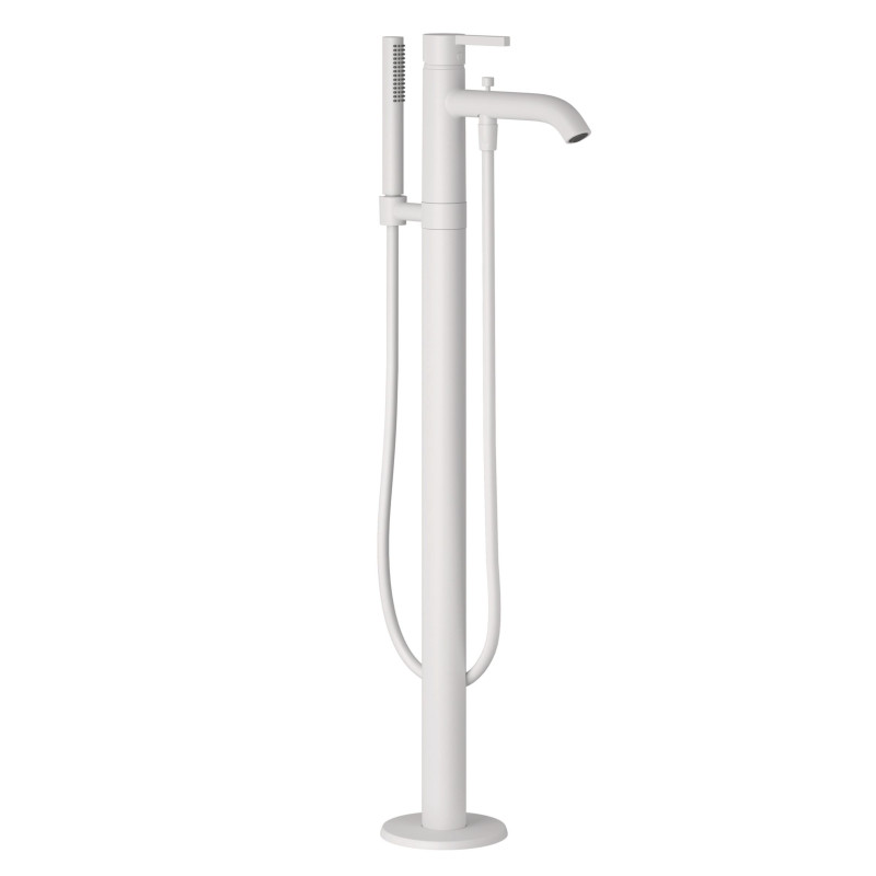 Смеситель для ванной Kludi Nova Fonte напольный с душевым гарнитуром белый матовый 385905315