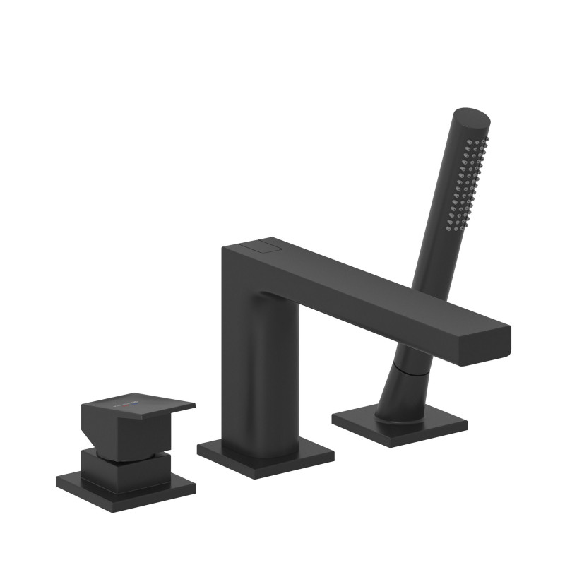 Смеситель на борт ванны Kludi Decus с душевым гарнитуром черный матовый 544483975