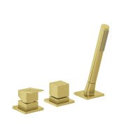 Смеситель на борт ванны Kludi Decus с душевым гарнитуром брашированное золото PVD 54447N075