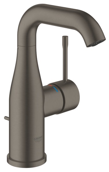 Смеситель для раковины Grohe Essence M-Size с донным клапаном темный графит матовый 24173AL1