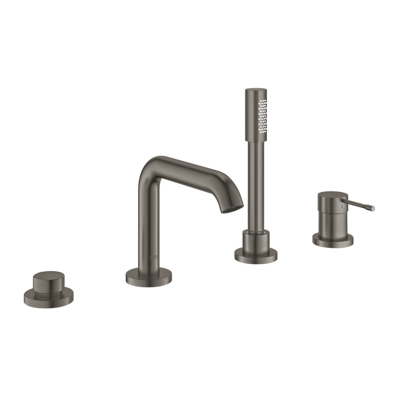 Смеситель на борт ванны Grohe Essence с душевым гарнитуром графит темный матовый 25251AL1