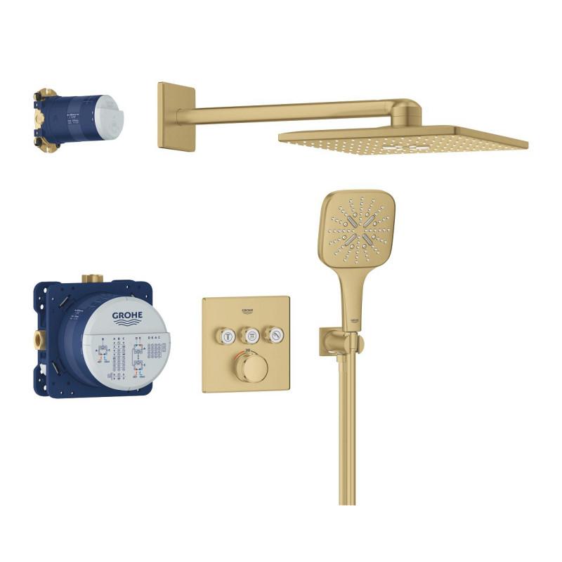 Душевая система скрытого монтажа Grohe Grohtherm SmartControl с Rainshower SmartActive 310 Cube холодный рассвет матовый 34864GN0