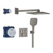 Душевая система скрытого монтажа Grohe Grohtherm SmartControl с Rainshower SmartActive 310 Cube графит темный матовый 34864AL0