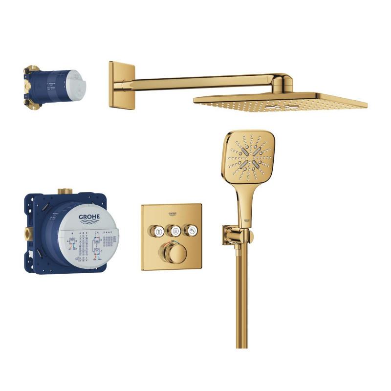 Душевая система скрытого монтажа Grohe Grohtherm SmartControl с Rainshower SmartActive 310 Cube холодный рассвет 34864GL0