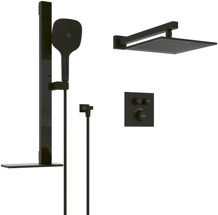 Душева система прихованого монтажу Villeroy & Boch Universal Taps & Fittings з термостатом матовий чорний TVZ000102000K5