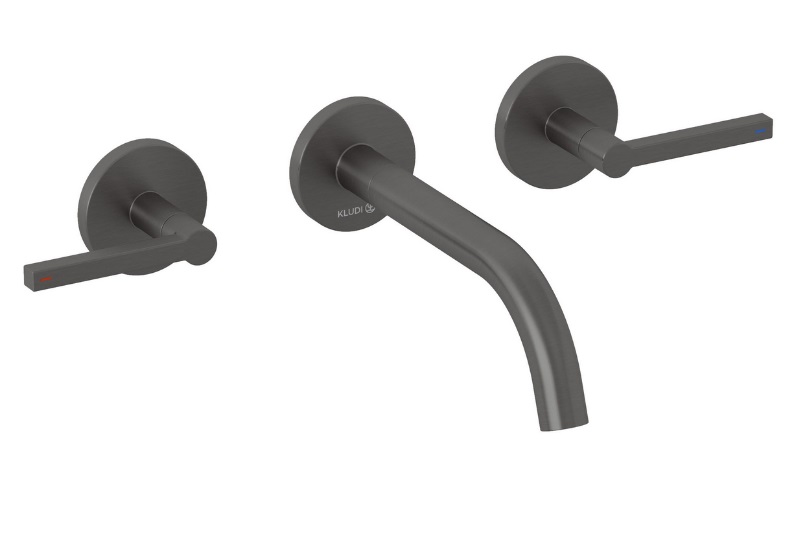 Змішувач для раковини Kludi Nova Fonte настінна збройова сталь PVD 20144N215