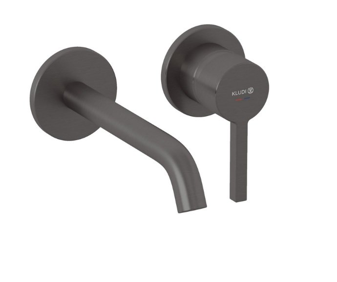 Змішувач для раковини Kludi Nova Fonte настінний збройова сталь PVD 20244N215