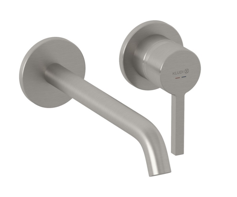 Смеситель для раковины Kludi Nova Fonte настенный однорычажный брашированный никель PVD 20245N515