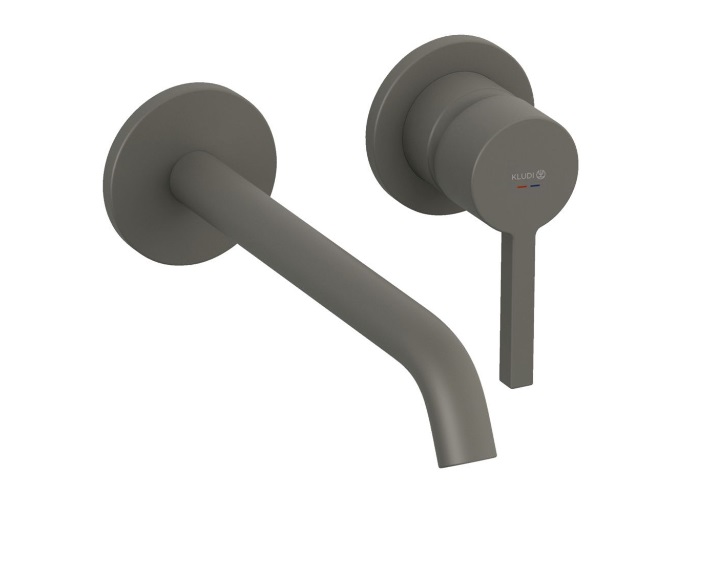 Смеситель для раковины Kludi Nova Fonte настенный однорычажный серый матовый 20245O115