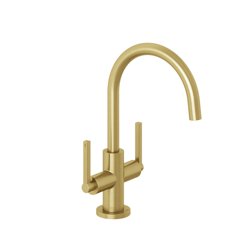 Смеситель для раковины Kludi Nova Fonte двухрычажный брашированное золото PVD 20118N015