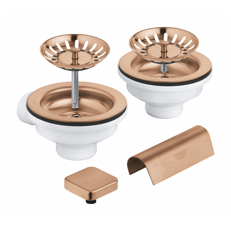 Зливний комплект для раковини Grohe на 2 чаші теплий захід сонця матовий 40999DL0