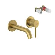 Змішувач для раковини Kludi Bozz настінний з прихованою частиною брошуроване золото PVD 38244N076S