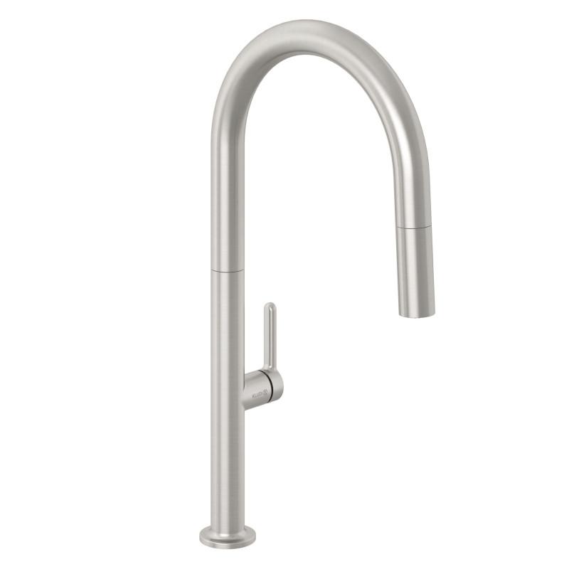 Смеситель для кухни Kludi Aurea однорычажный с выдвижной лейкой брашированный никель PVD 55852N575