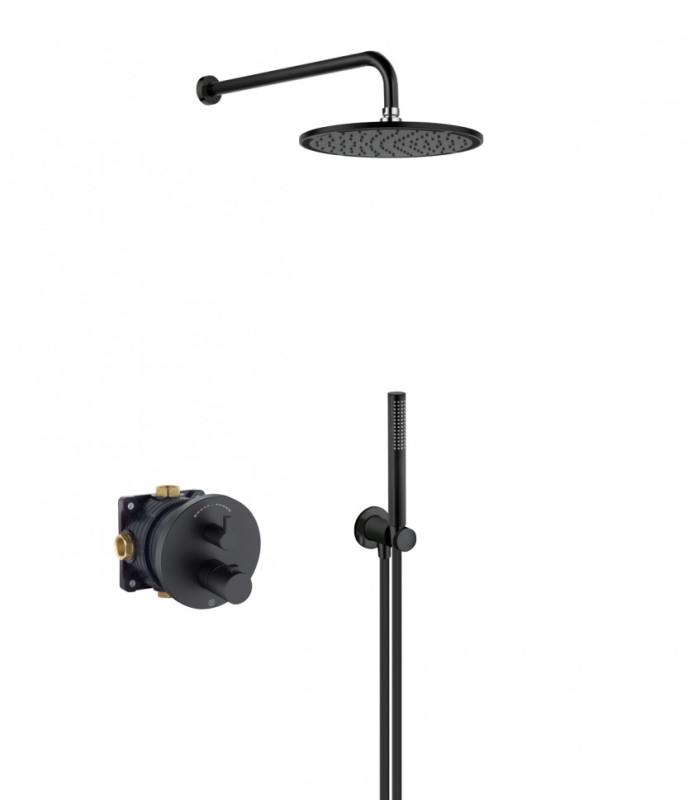 Душева система прихованого монтажу Kludi Nova Fonte з термостатом чорний матовий 208313915