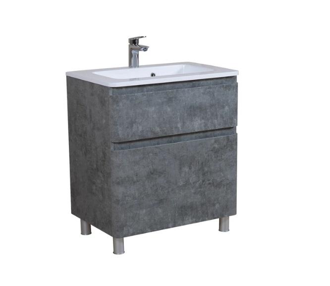 Тумба напольная Aqua Rodos Акцент 70 см с раковиной Альфа ДСП/МДФ серый мрамор АР000040158