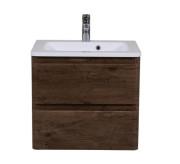 Тумба подвесная Aqua Rodos Акцент 80 см с раковиной Альфа ДСП/МДФ каштан АР000040145