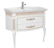 Тумба підлогова Аквародос Роял 100 см з раковиною ДСП/масив ясеня білий мат патина золото АР000057235