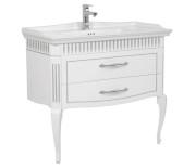 Тумба підлогова Аквародос Роял 100 см з раковиною ДСП/масив ясеня білий мат патина срібло АР000057236