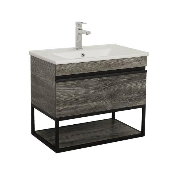 Тумба підвісна Аквародос Loft-Iron 75 см із раковиною Arte ДСП/МДФ дуб морас АР000051851