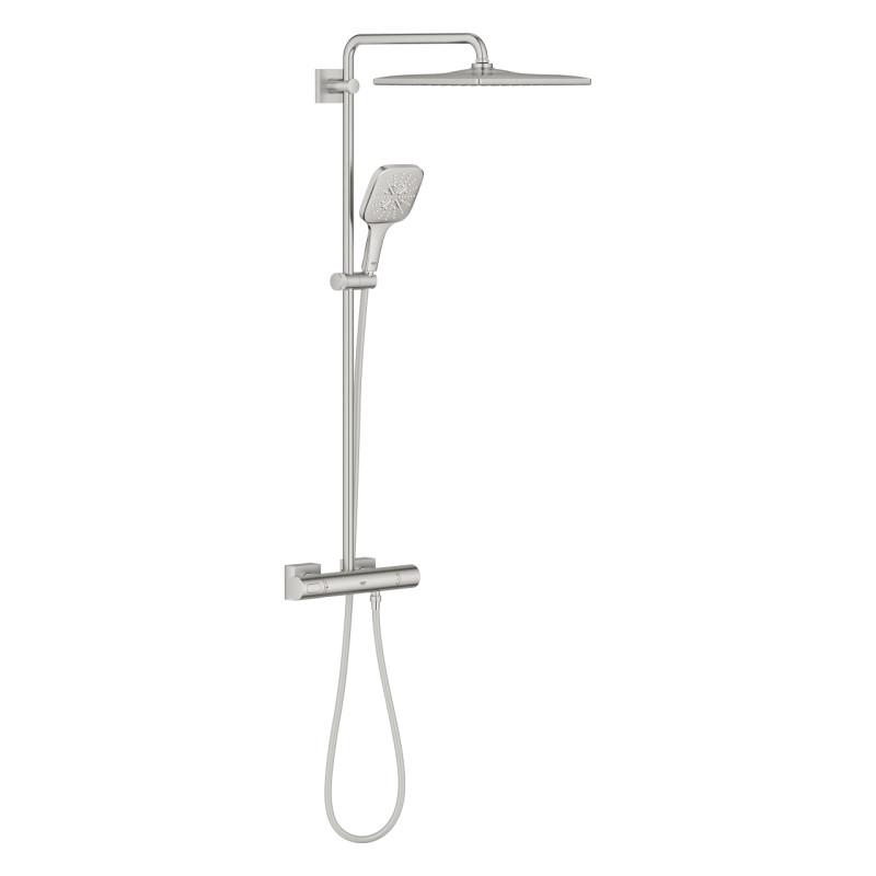 Душова стійка Grohe Rainshower SmartActive 310 Cube із термостатом суперсталь 26837DC0