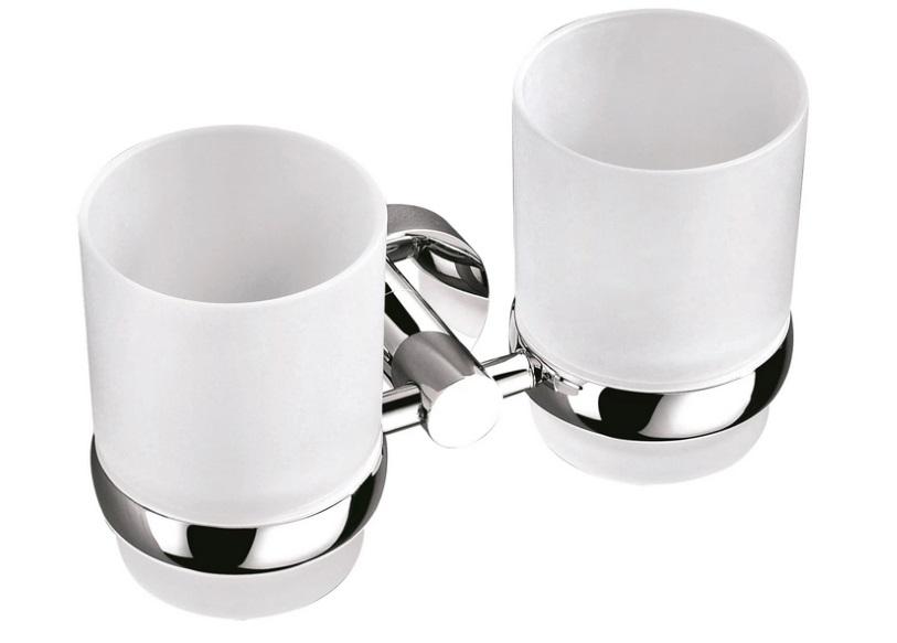 Склянка для зубних щіток Аквародос Gloria подвійний з тримачем хром АР000040533