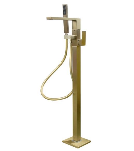 Смеситель для ванной Аквародос Парма напольный с душевым гарнитуром золото АР000083244