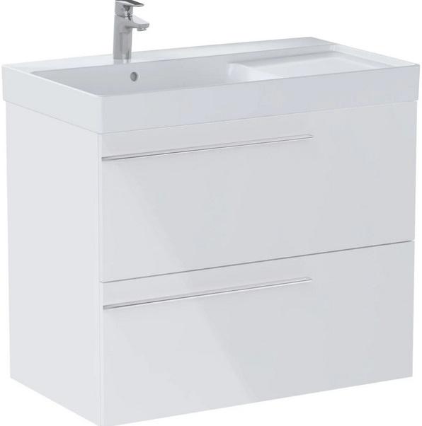 Тумба с раковиной Roca Ella 80x46 см чаша слева ДСП белый глянец A851912806