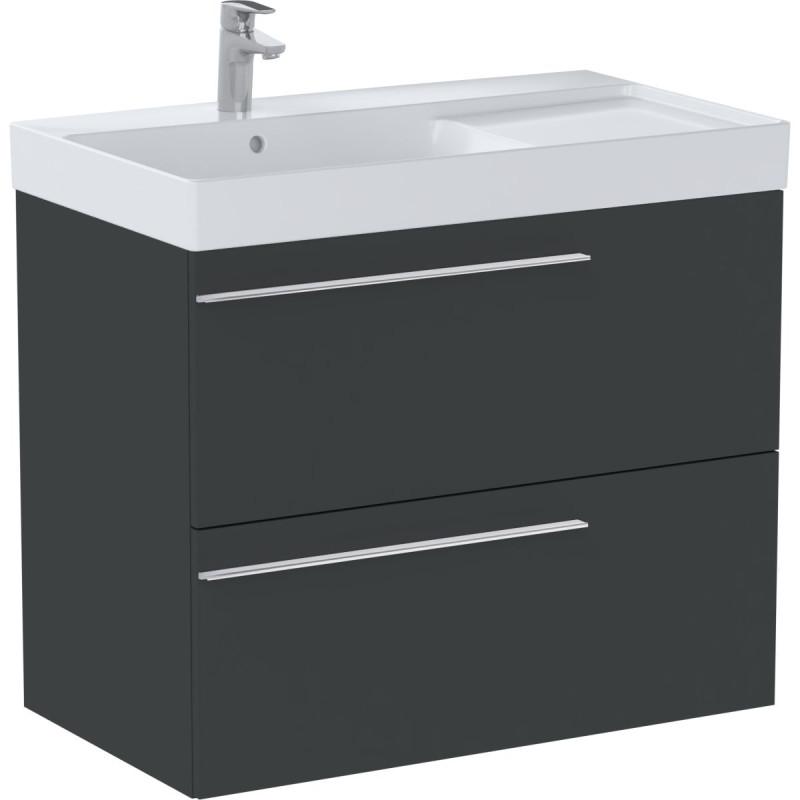 Тумба с раковиной Roca Ella 80x46 см чаша слева ДСП оникс матовый A851912531
