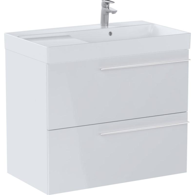 Тумба с раковиной Roca Ella 80x46 см чаша справа ДСП белый глянец A851913806