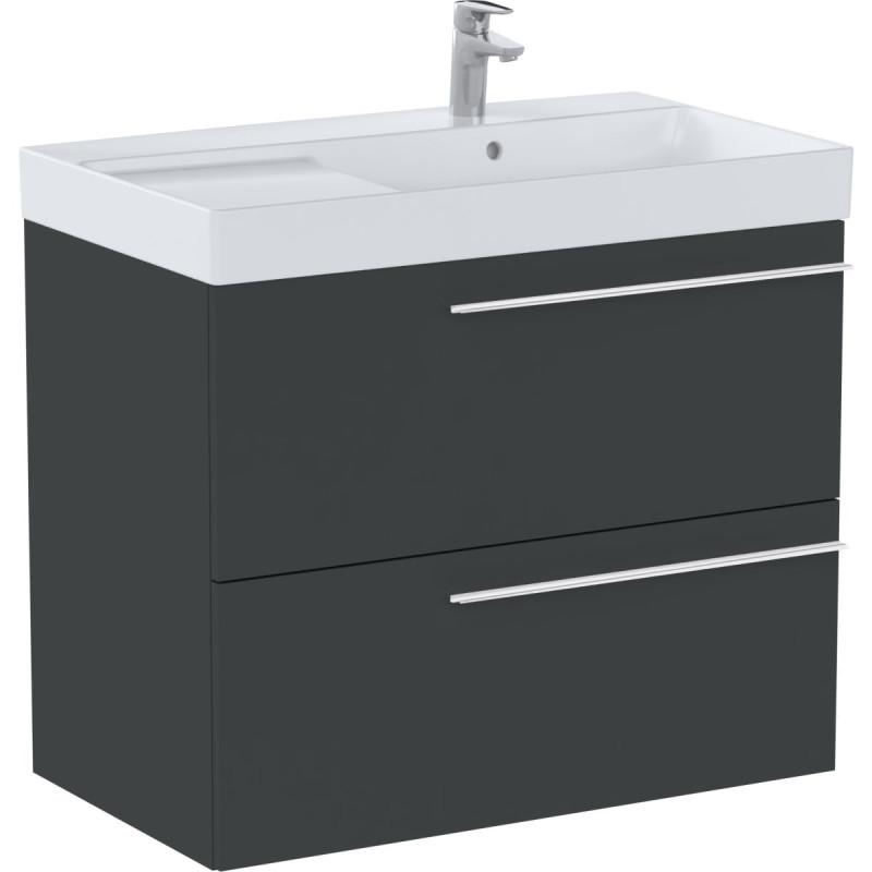 Тумба с раковиной Roca Ella 80x46 см чаша справа ДСП оникс матовый A851913531