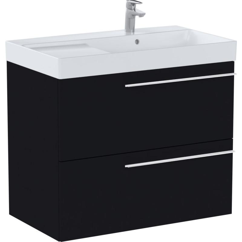 Тумба с раковиной Roca Ella 80x46 см чаша справа ДСП черный матовый A851913532