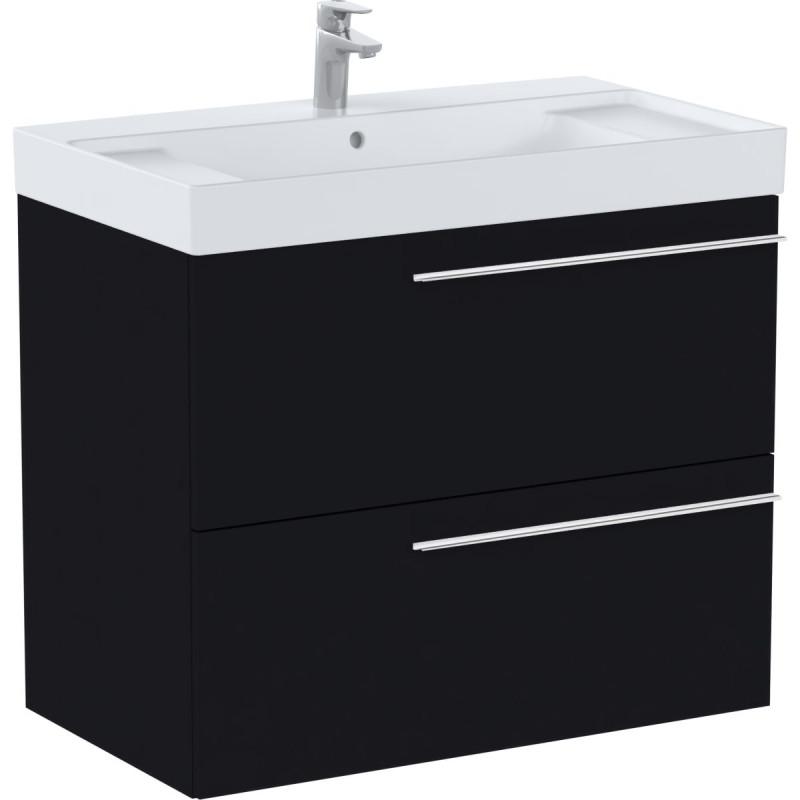 Тумба с раковиной Roca Ella 80x46 см ДСП черный матовый A851911532
