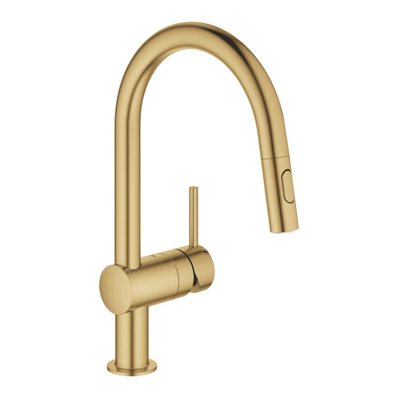 Смеситель для кухни Grohe Minta однорычажный с выдвижным изливом холодный рассвет матовый 32321GN2