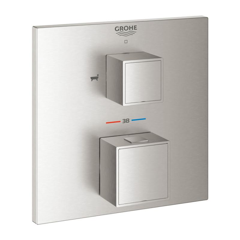 Термостат для душу прихованого монтажу Grohe Grohtherm Cube на 2 виходи суперсталь 24155DC0