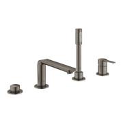 Змішувач на борт ванни Grohe Lineare із душовим гарнітуром графіт темний матовий 19577AL1