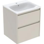 Тумба із раковиною Geberit Selnova Square slim rim 55х48 см ДСП пісочно-сірий матовий 504.137.DB.1