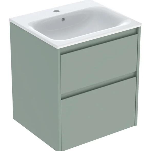 Тумба с раковиной Geberit Selnova Square slim rim 55х48 см ДСП зеленый шалфей матовый 504.137.IK.1