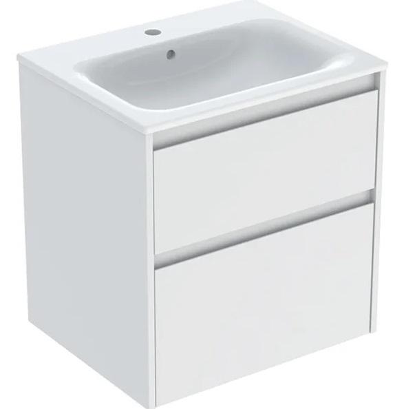 Тумба із раковиною Geberit Selnova Square slim rim 60х48 см ДСП білий матовий 504.138.00.1