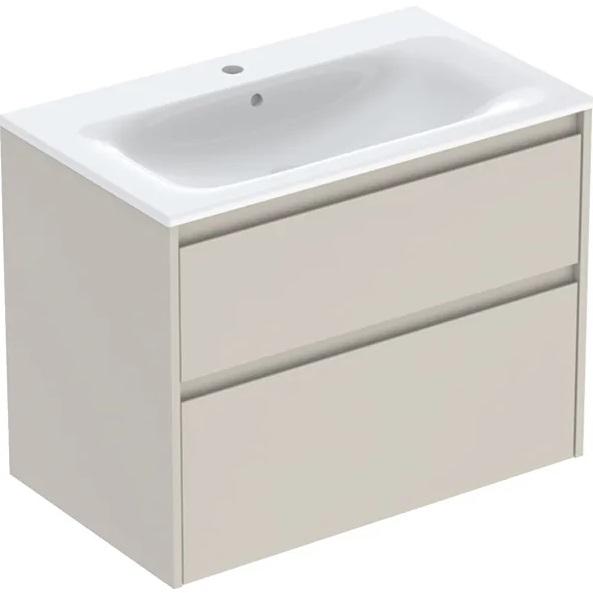 Тумба с раковиной Geberit Selnova Square slim rim 80х48 см ДСП песочно-серый матовый 504.139.DB.1