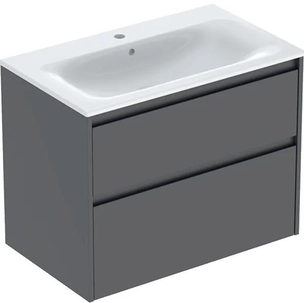 Тумба с раковиной Geberit Selnova Square slim rim 80х48 см ДСП лава матовая 504.139.JK.1