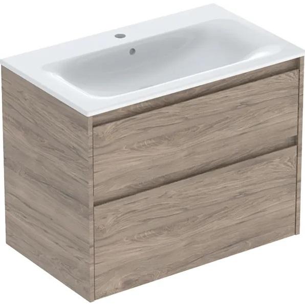 Тумба с раковиной Geberit Selnova Square slim rim 80х48 см ДСП орех гикори 504.139.JR.1