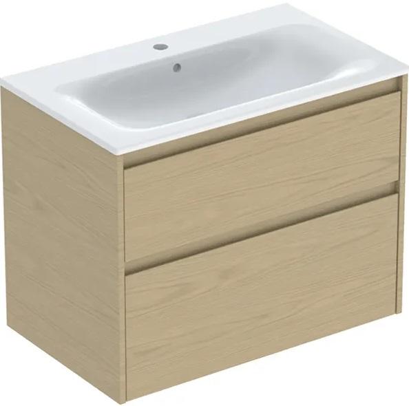 Тумба с раковиной Geberit Selnova Square slim rim 80х48 см ДСП дуб натуральный 504.139.PS.1