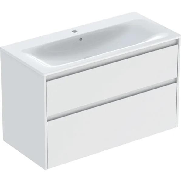 Тумба із раковиною Geberit Selnova Square slim rim 100х48 см ДСП білий глянцевий 504.140.01.1