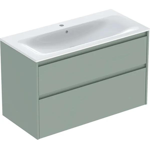 Тумба с раковиной Geberit Selnova Square slim rim 100х48 см ДСП зеленый шалфей матовый 504.140.IK.1