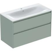 Тумба з раковиною Geberit Selnova Square slim rim 100х48 см ДСП зелена шавлія матова 504.140.IK.1