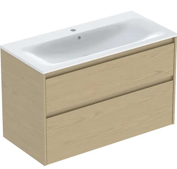 Тумба із раковиною Geberit Selnova Square slim rim 100х48 см ДСП дуб натуральний 504.140.PS.1