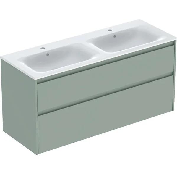 Тумба с раковиной Geberit Selnova Square slim rim 130х48 см ДСП зеленый шалфей матовый 504.141.IK.1