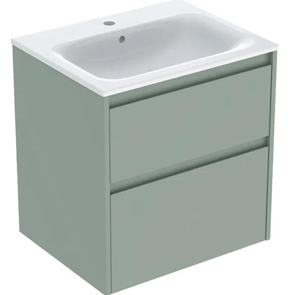 Тумба с раковиной Geberit Selnova Square slim rim 60х48 см ДСП зеленый шалфей матовый 504.138.IK.1